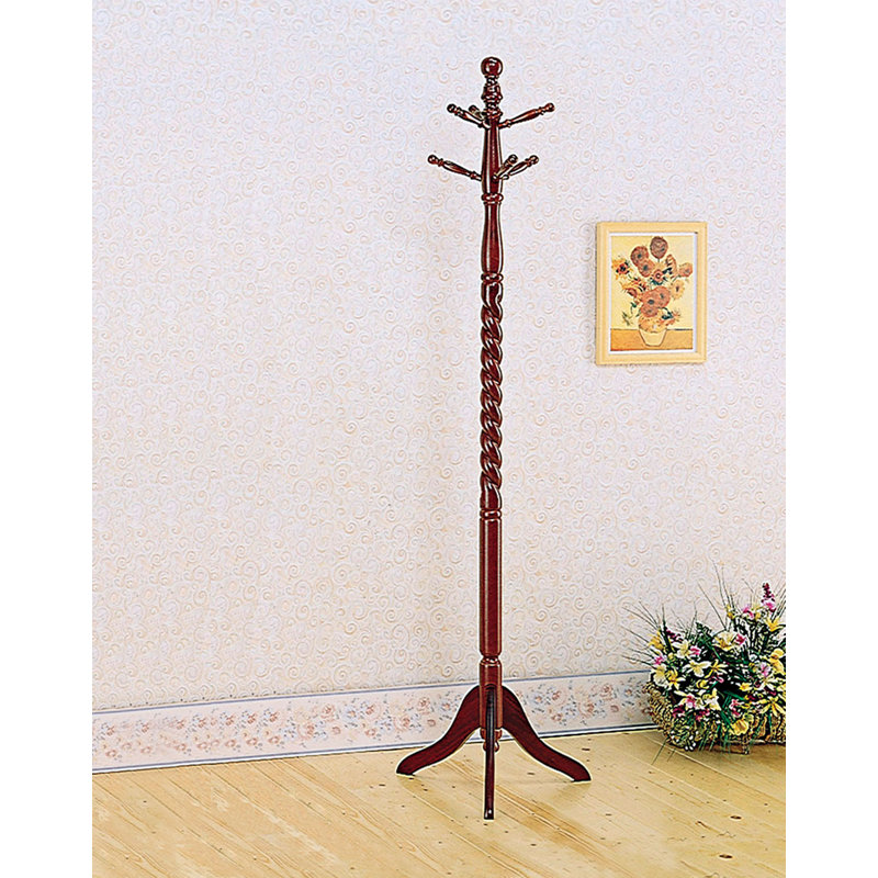 Wildon Home® Cherry 19.5'' Wide Solid Wood 6 Hook Freestanding Coat